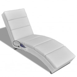 Chaise longue de massage Blanc Similicuir 