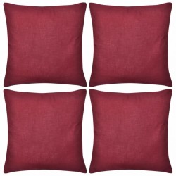 vidaXL Housses de coussin 4 pcs Coton Bordeaux 50x50 cm  