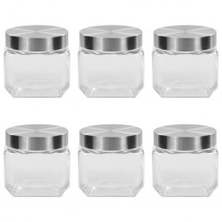 Pots de conservation avec couvercle argenté 6 pcs 800 ml 