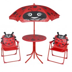 bistro avec parasol pour enfants 3 pcs Rouge 