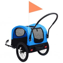 vidaXL Remorque de vélo de chiens et poussette 2-en-1 Bleu et noir 