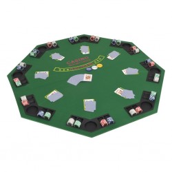Dessus de table de poker pour 8 joueurs 2 plis Octogonal Vert 