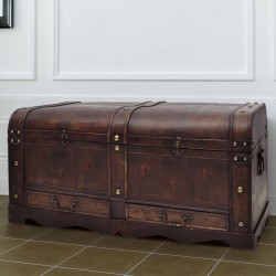 Coffre de rangement en bois Large Marron  