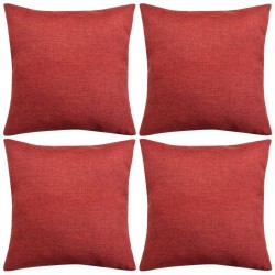 vidaXL Housses de coussin 4 pcs Aspect de lin Bordeaux 80x80 cm 