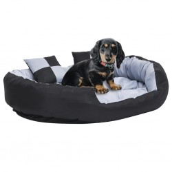 vidaXL Coussin réversible lavable pour chien Gris et noir 110x80x23 cm 